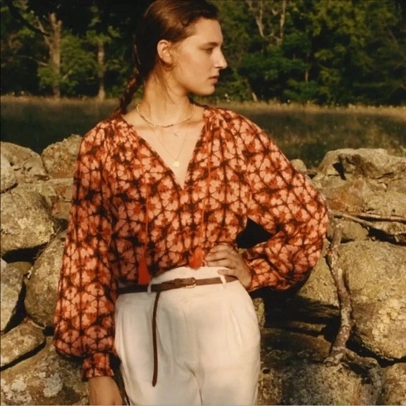 Anthropologie Tops - Anthropologie Porridge Elisabeth Boho Tassel Top Women’s Size Small Orange